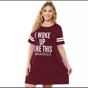 nt Striped Short Sleeve Plus Size Sleep Dress